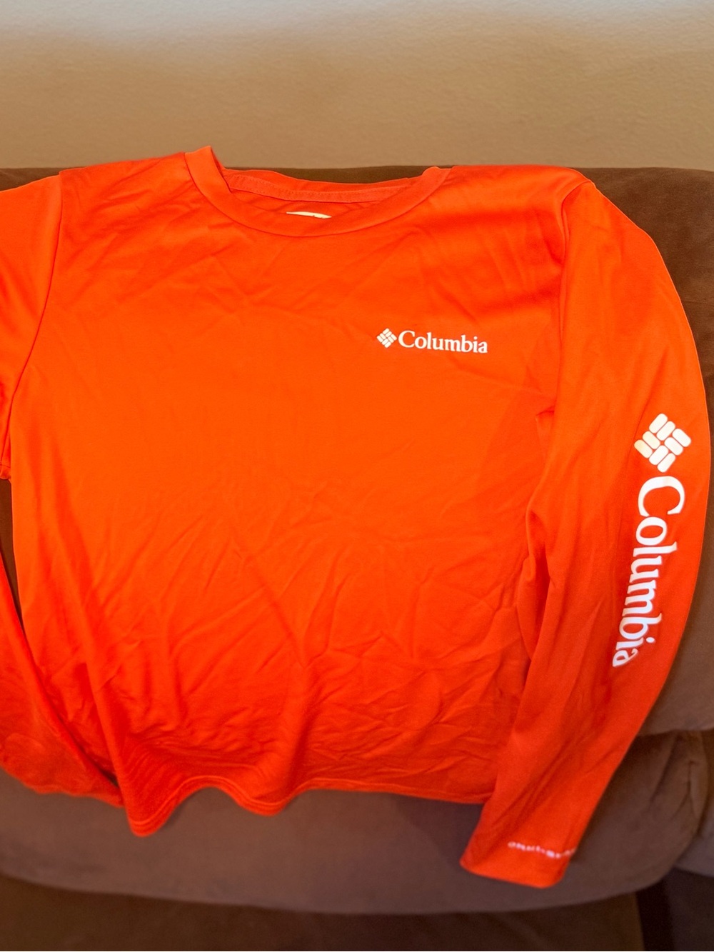 Columbia Bright Orange Long Sleeve Performance Top